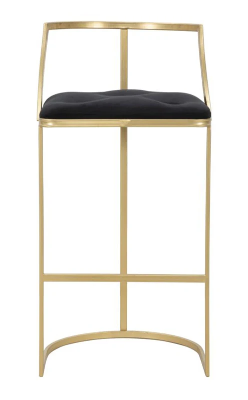 Sgabello alto da bar metallo dorato seduta tessuto colore nero cm Ø 45x90h