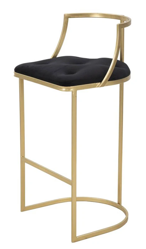 Sgabello alto da bar metallo dorato seduta tessuto colore nero cm Ø 45x90h