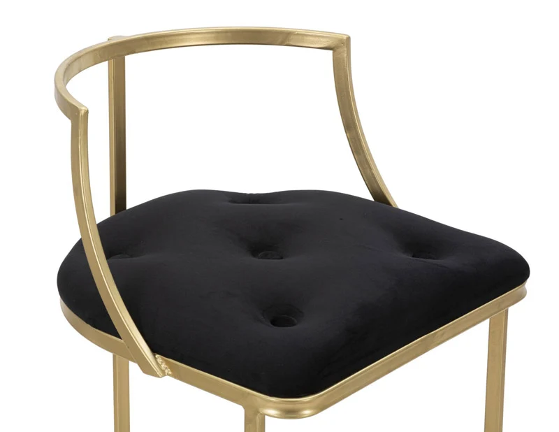 Sgabello alto da bar metallo dorato seduta tessuto colore nero cm Ø 45x90h