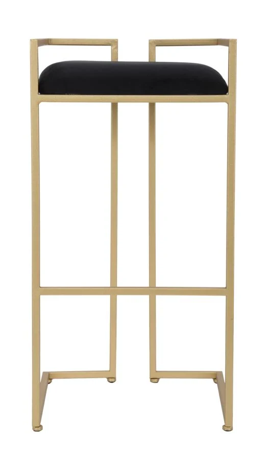 Sgabello alto moderno struttura metallo dorato e tessuto nero cm 42x42x81h