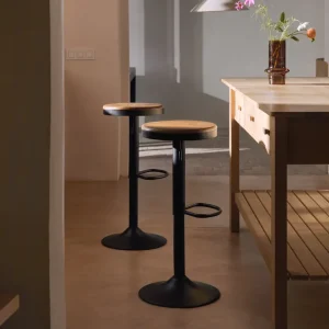 Sgabello Alto Regolabile Acciaio e Legno Oslo
