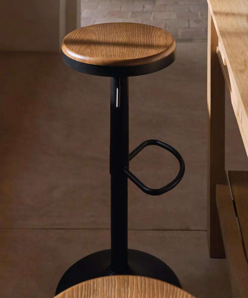 Sgabello Alto Regolabile Acciaio e Legno Oslo