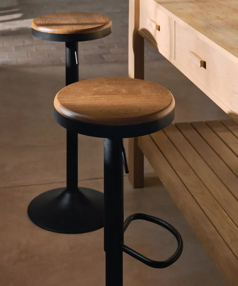 Sgabello Alto Regolabile Acciaio e Legno Oslo
