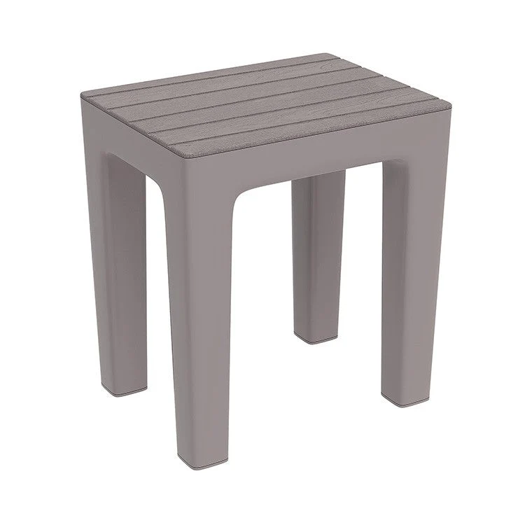 Sgabello Bagno E Casa Plastica Effetto Legno Colore Tortora 38X29X41,5 Cm Feridras Linea Woody