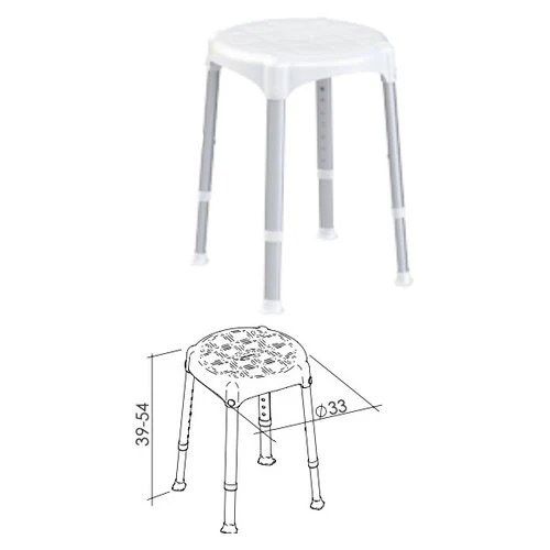 Sgabello bagno K Design EH STRA PP BX Regolabile fino h.54 cm Bianco