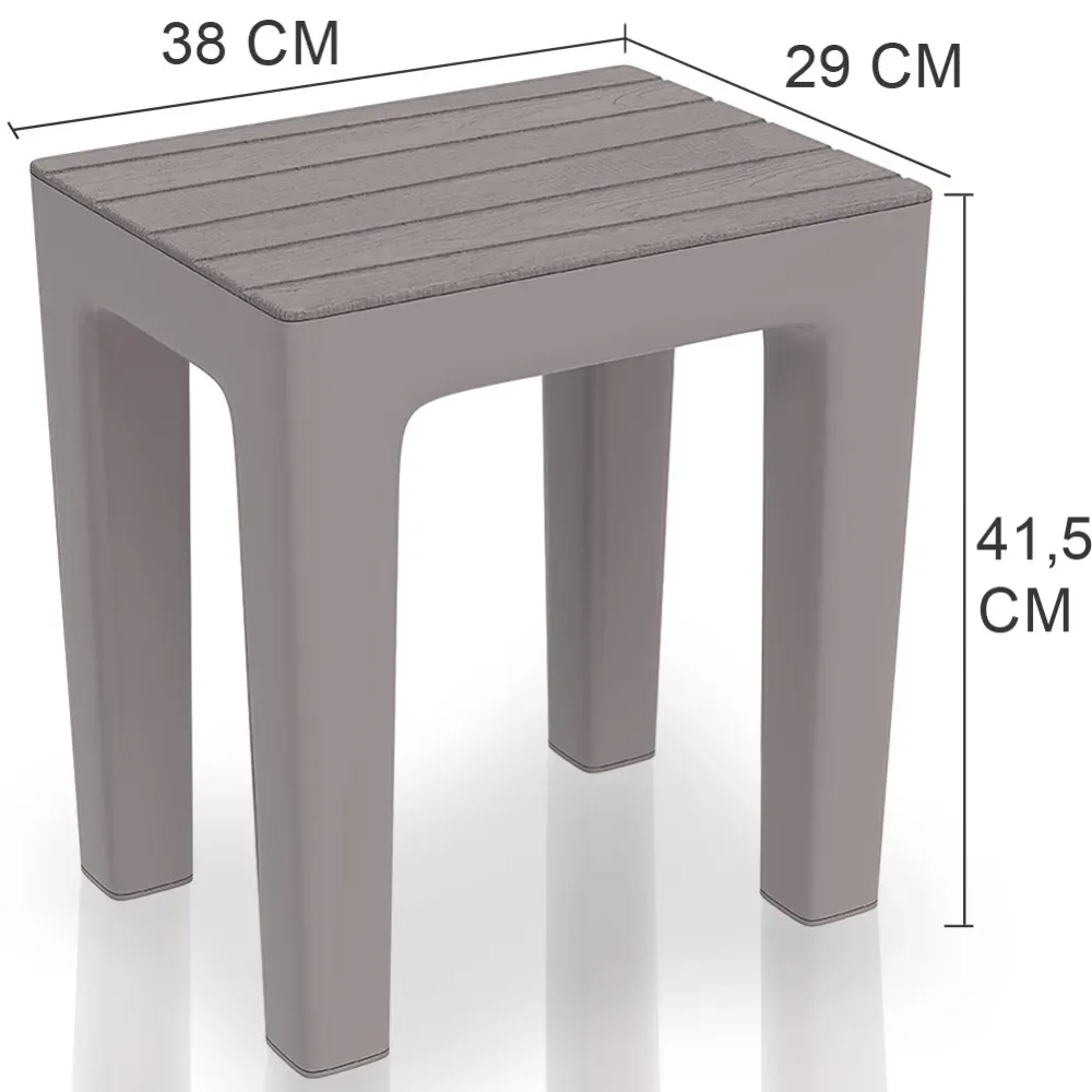 Sgabello da Bagno Multiuso Effetto Legno Salvaspazio Portata 150 kg Tortora