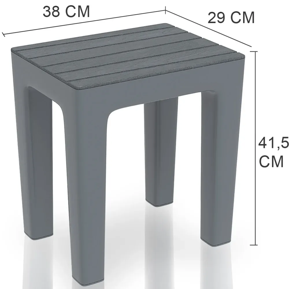 Sgabello da Bagno Multiuso Effetto Legno Salvaspazio Portata 150 kg Grigio