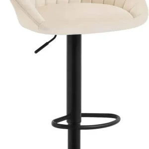 Sgabello da bar girevole regolabile altezza con schienale velluto metallo beige