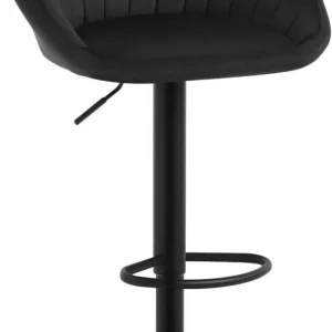 Sgabello da bar girevole regolabile altezza con schienale velluto metallo nero