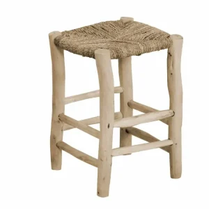 Sgabello da bar legno impagliato quadrato 35x35xh.50cm