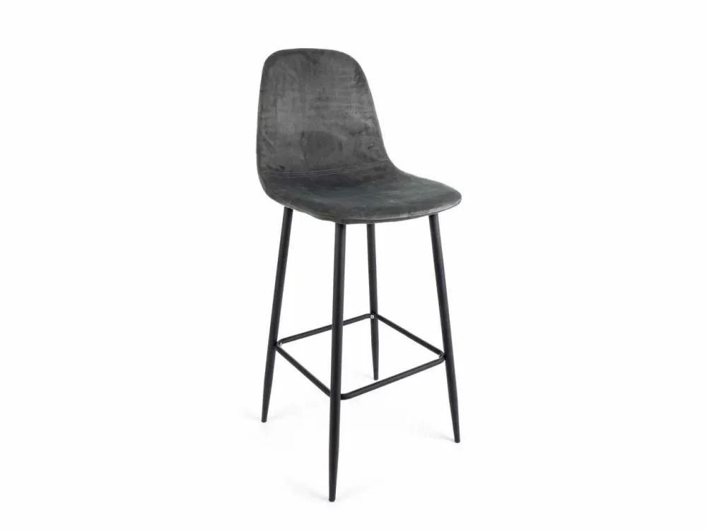 Sgabello bar linea irelia velluto grigio scuro