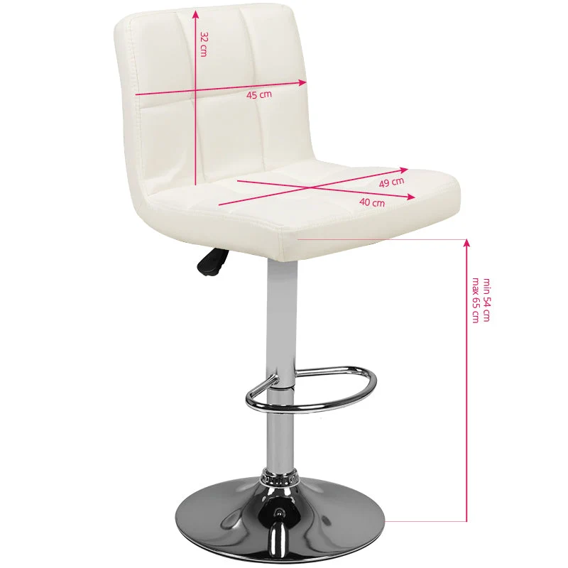 Sgabello da bar m06 trapuntato regolabile bianco