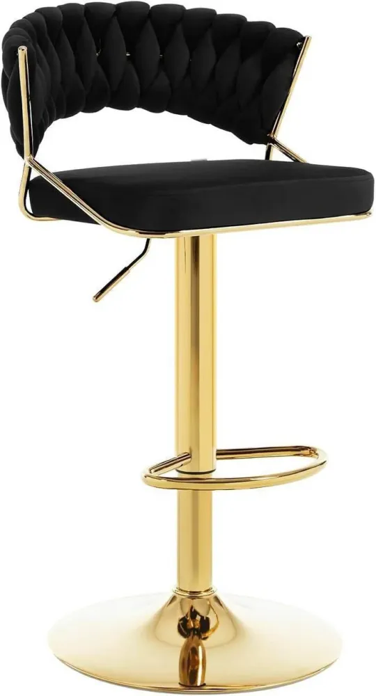 Sgabello da bar regolabile altezza velluto metallo oro nero