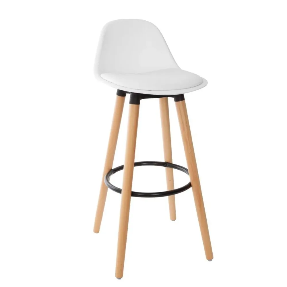 Sgabello bar scandinavo bianco e rovere
