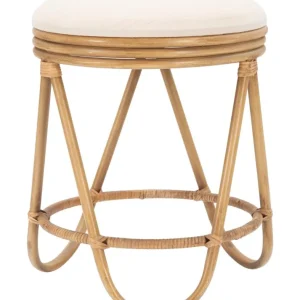 Sgabello basso seduta tessuto base metallo effetto bambù cm 37x47h