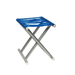 Sgabello da campeggio metallo blu portatile e resistente 31x30x26 cm - Nataluna
