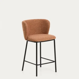 Sgabello Ciselia ciniglia spessa terracotta con gambe acciaio con finitura nera, FSC Mix Credit, 65 cm