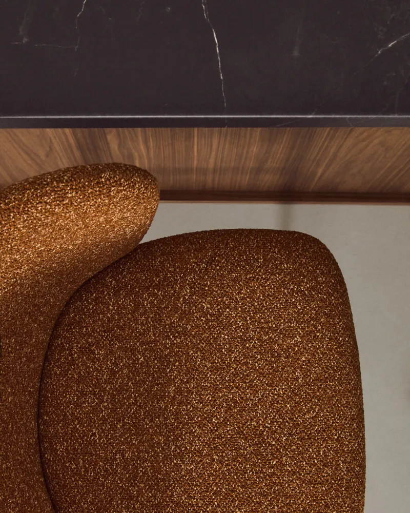 Sgabello Ciselia ciniglia spessa terracotta con gambe acciaio con finitura nera, FSC Mix Credit, 75 cm