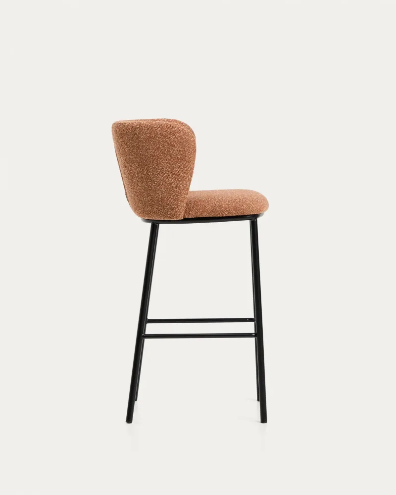 Sgabello Ciselia ciniglia spessa terracotta con gambe acciaio con finitura nera, FSC Mix Credit, 75 cm