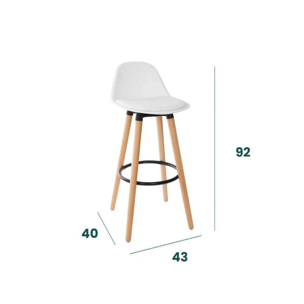 Sgabello Con Gambe Legno E Seduta Bianco