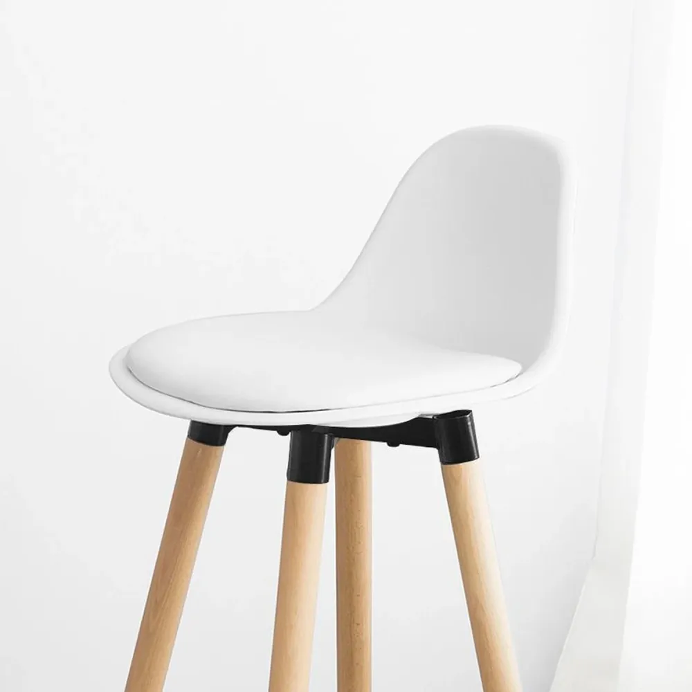 Sgabello Con Gambe Legno E Seduta Bianco