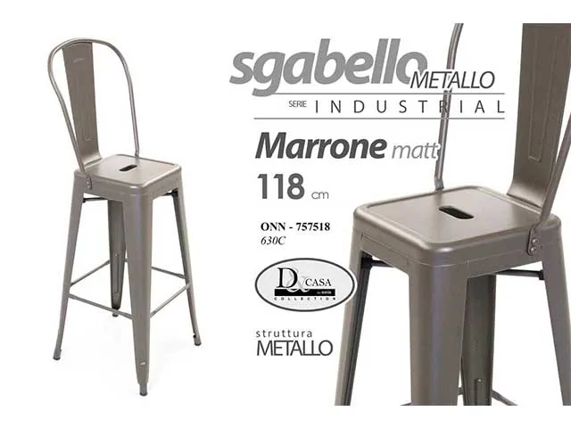 Sgabello con schienale h.118cm industriale 757518