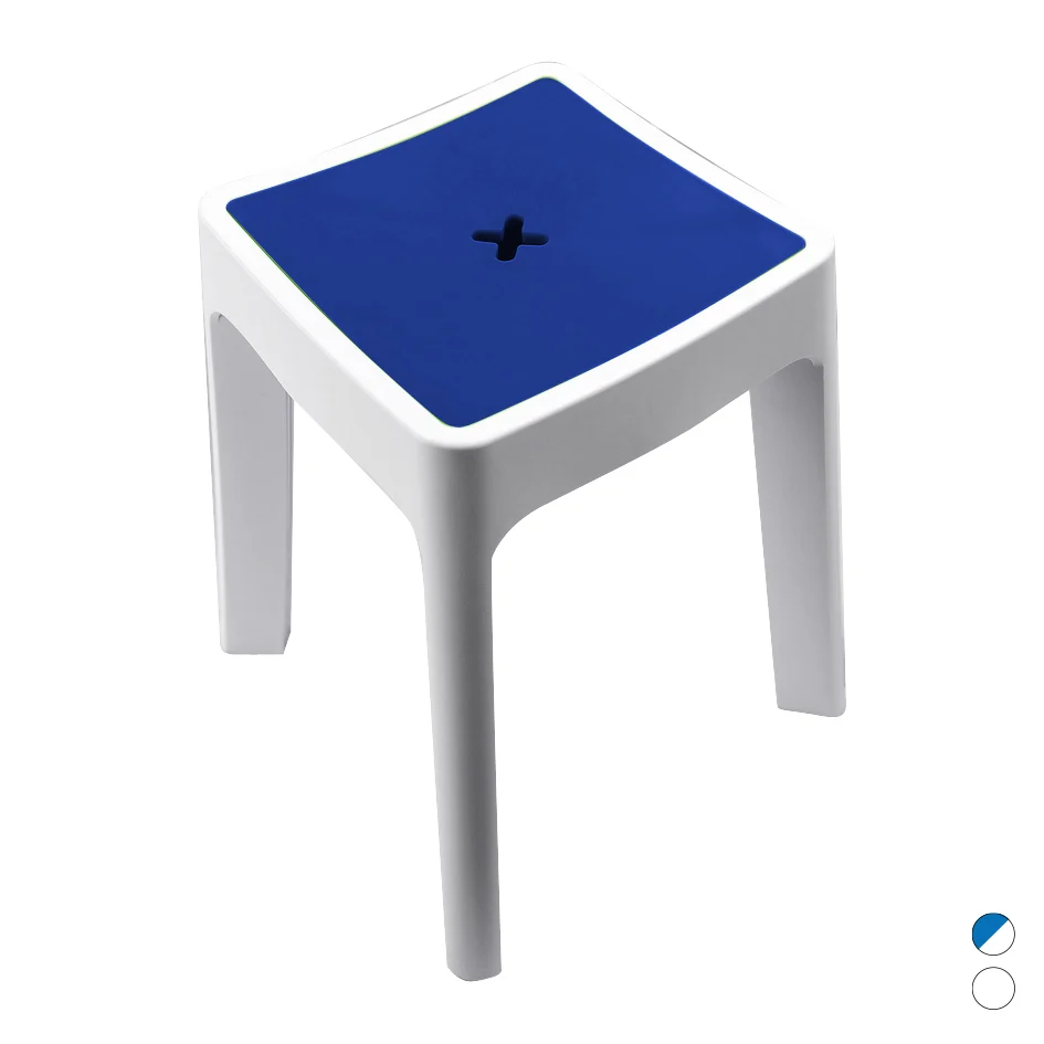 Sgabello Contenitore Modello Keope Metaform- Bianco-Blu- Metaf- Pezzi 1