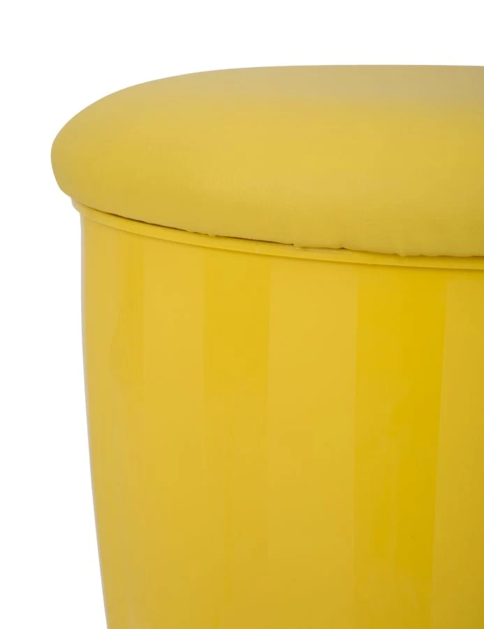 Sgabello contenitore pouf moderno per salotto o camera colore giallo