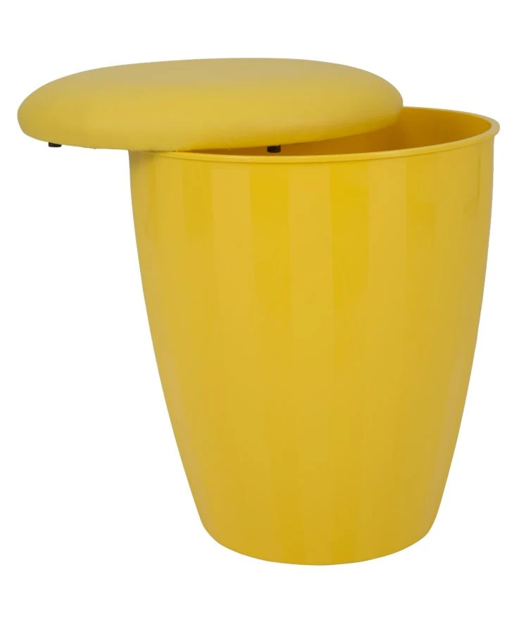 Sgabello contenitore pouf moderno per salotto o camera colore giallo