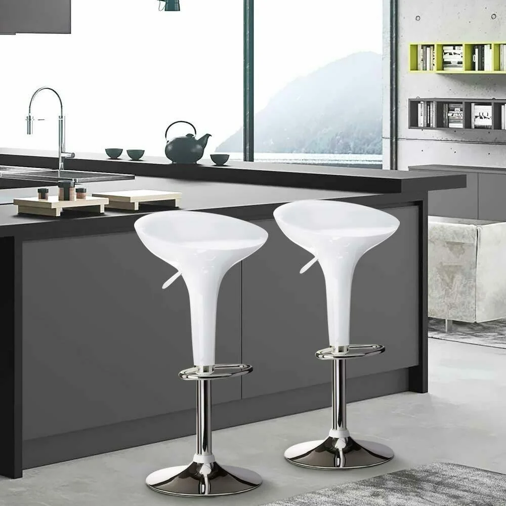Sgabello Cucina Regolabile Acciaio e ABS Seduta Girevole Bianco Casa Bar