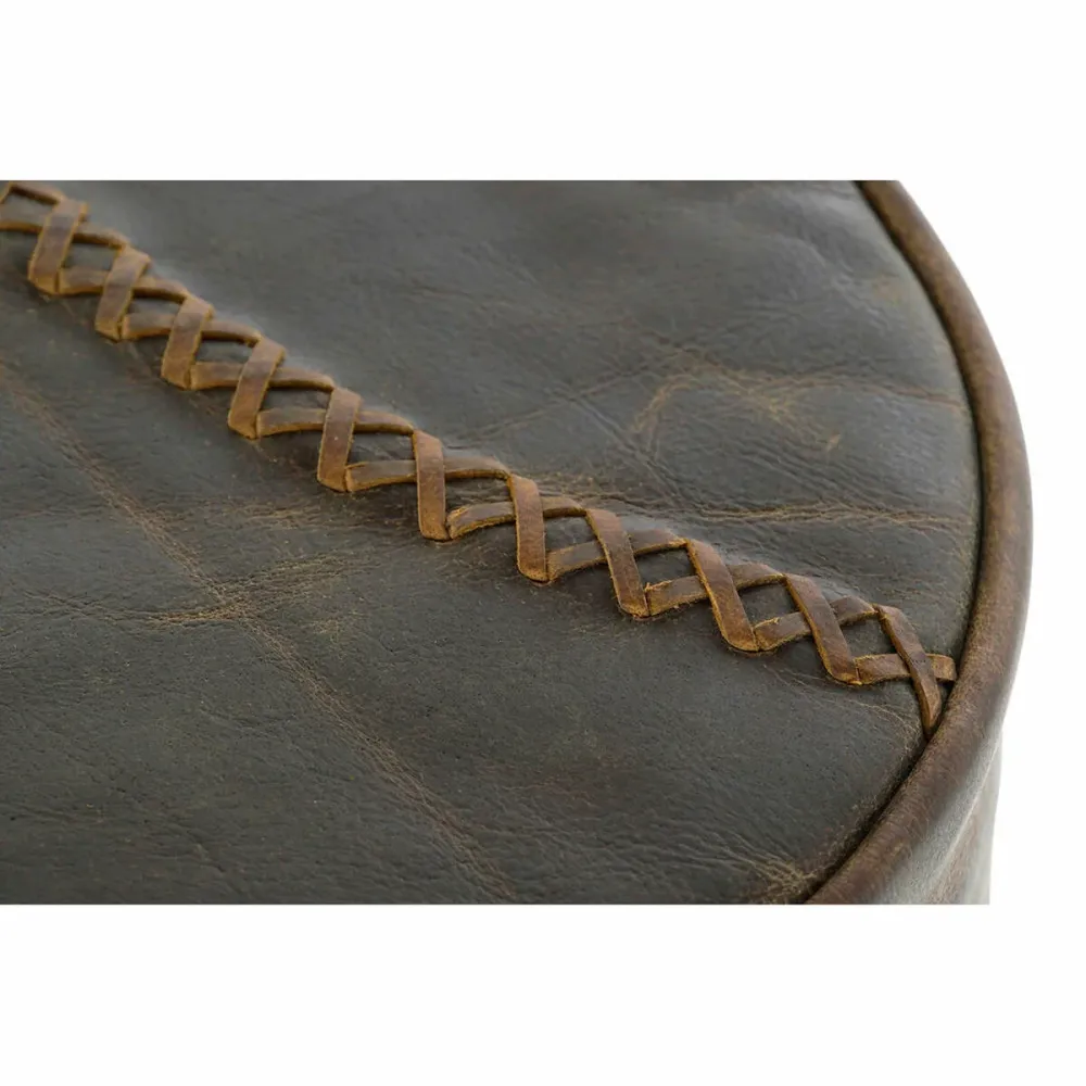 Sgabello DKD Home Decor Marrone Pelle Metallo (44 x 41 x 82 cm)