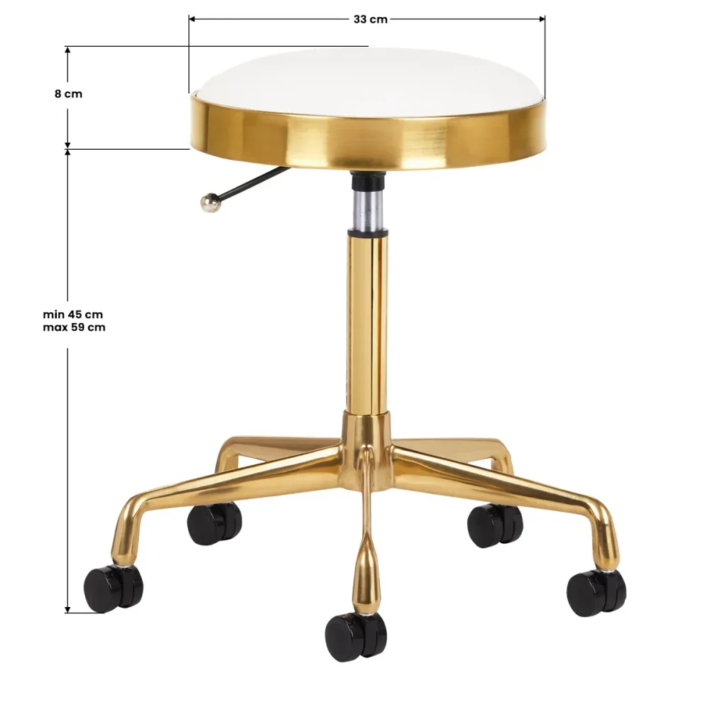 Sgabello dorato per estetica | cod. POL-H7 (bianco)