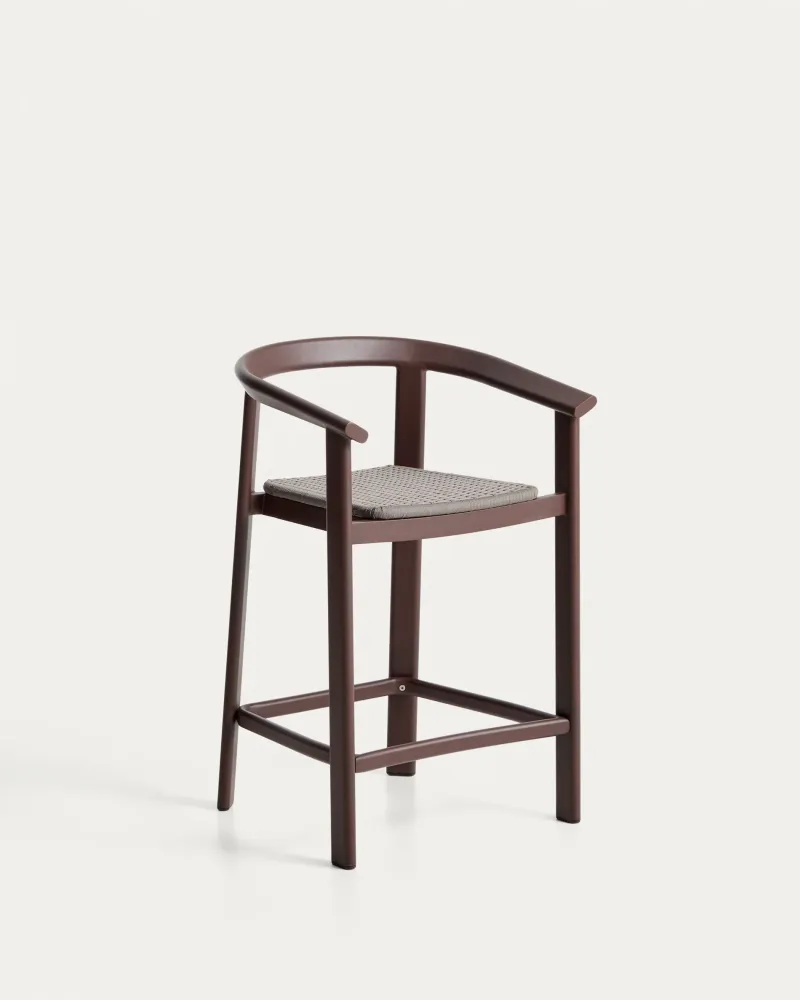 Sgabello Erice alluminio e corda marrone, 65 cm