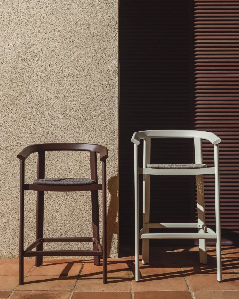 Sgabello Erice alluminio e corda marrone, 65 cm