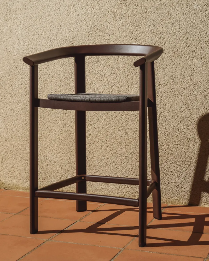 Sgabello Erice alluminio e corda marrone, 65 cm