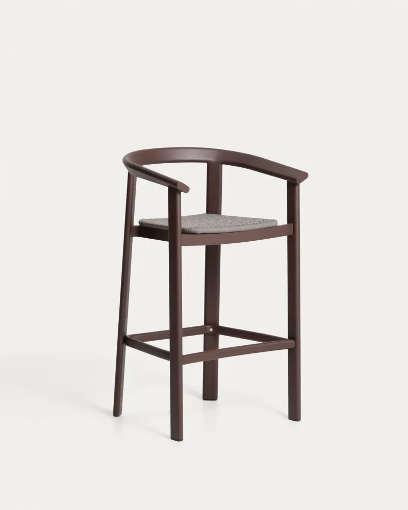 Sgabello Erice alluminio e corda marrone, 75 cm