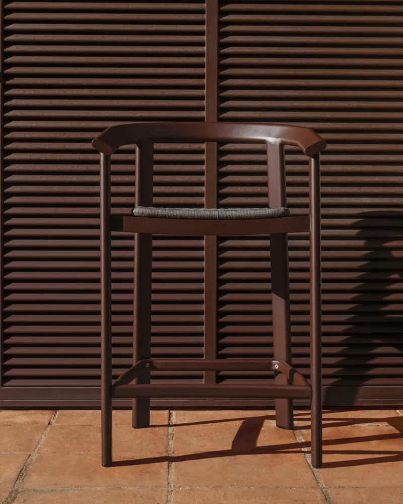 Sgabello Erice alluminio e corda marrone, 75 cm