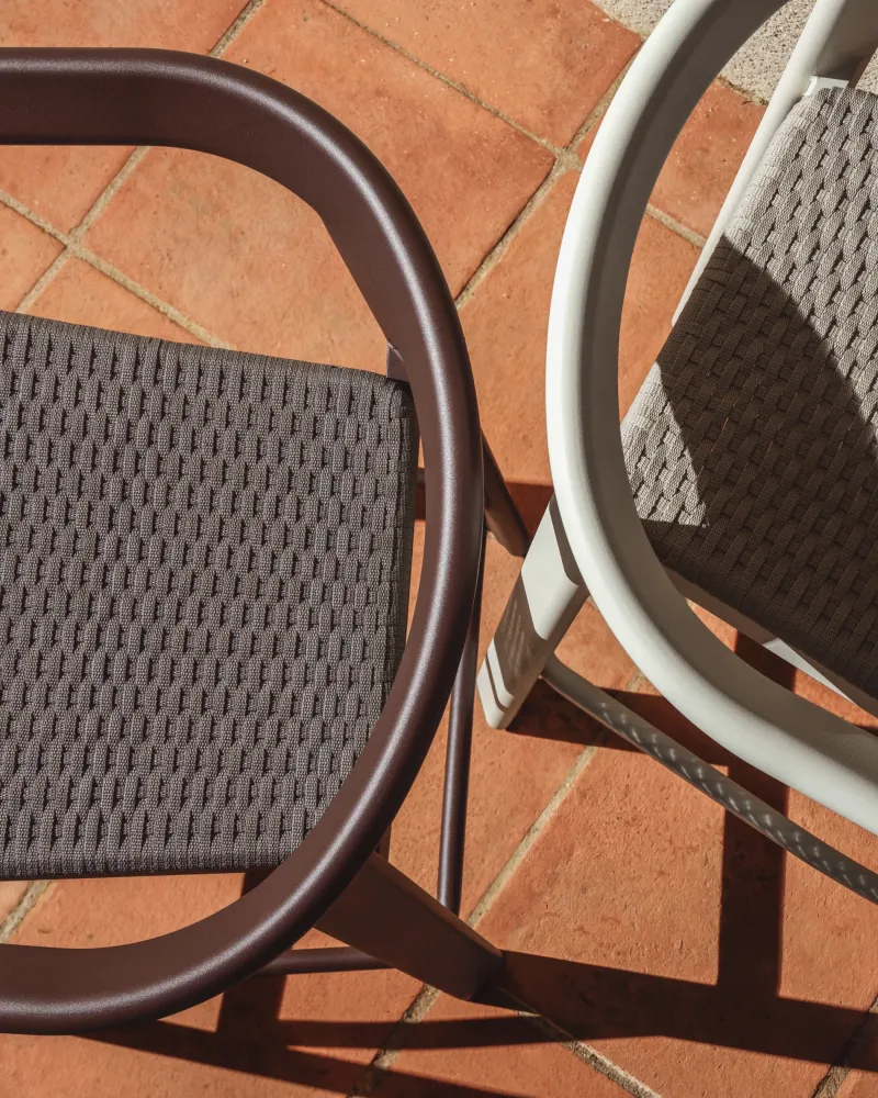 Sgabello Erice alluminio e corda marrone, 75 cm