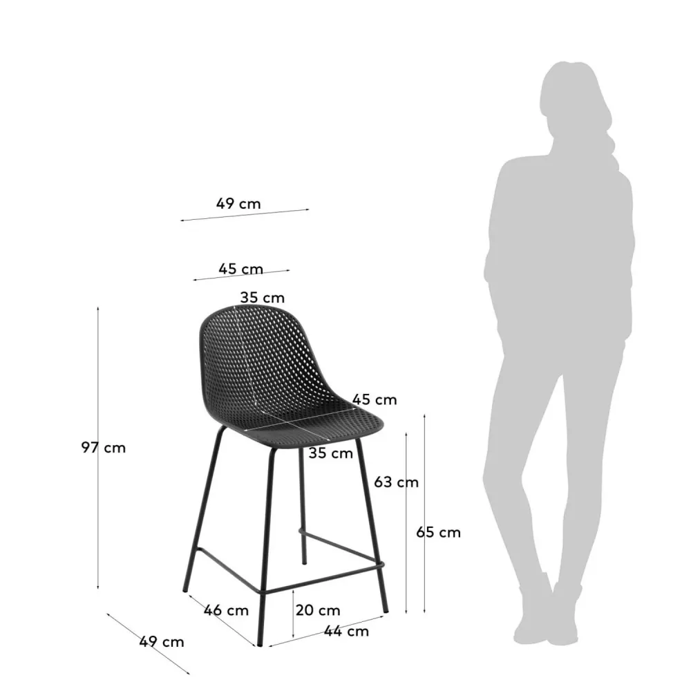 Sgabello da esterno Quinby grigio altezza 65 cm