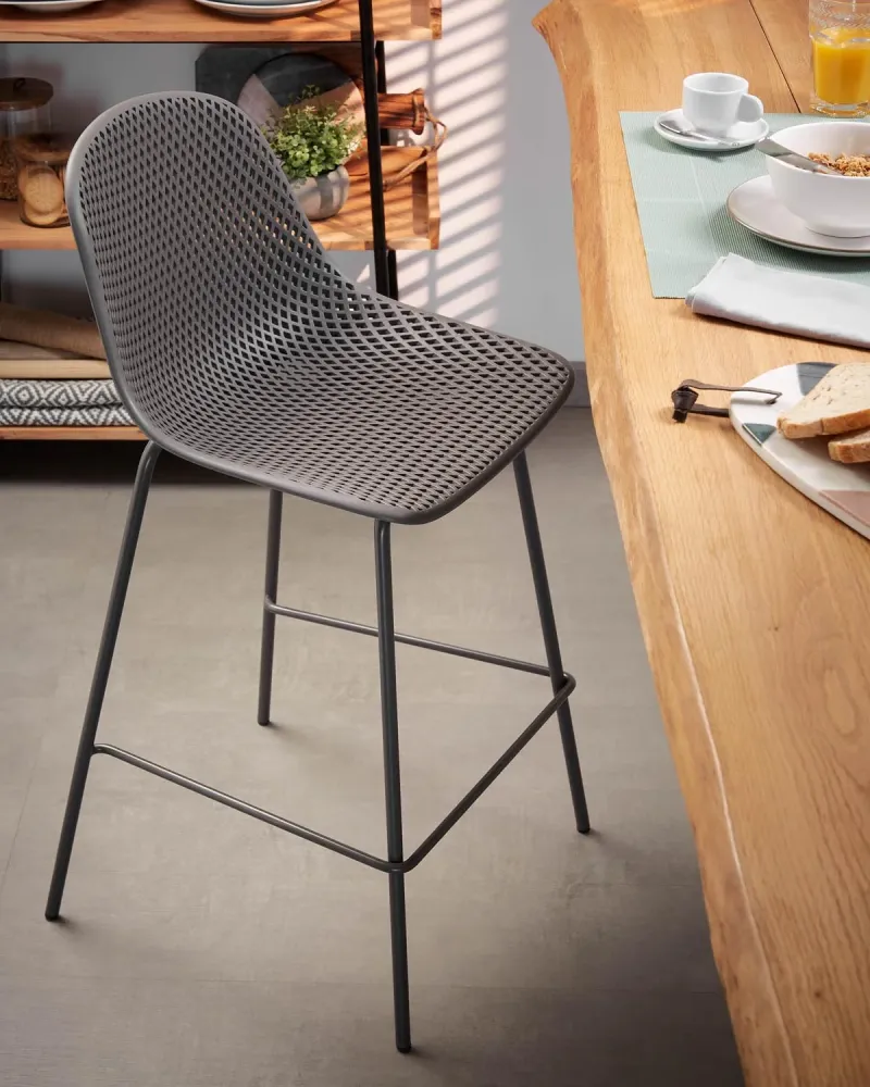 Sgabello da esterno Quinby grigio altezza 75 cm