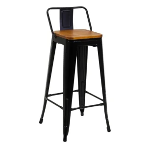 Sgabello ferro new bristol nero con seduta legno 42x42h77/94cm