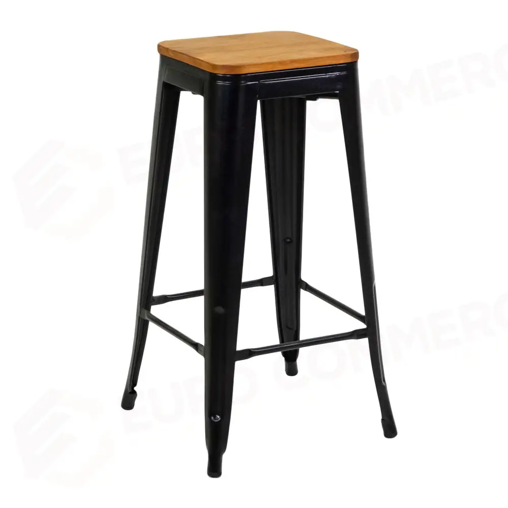 SGABELLO FERRO NEW BRISTOL NERO SEDUTA LEGNO CM42X42H76 - 8041910000 - VACCHETTI