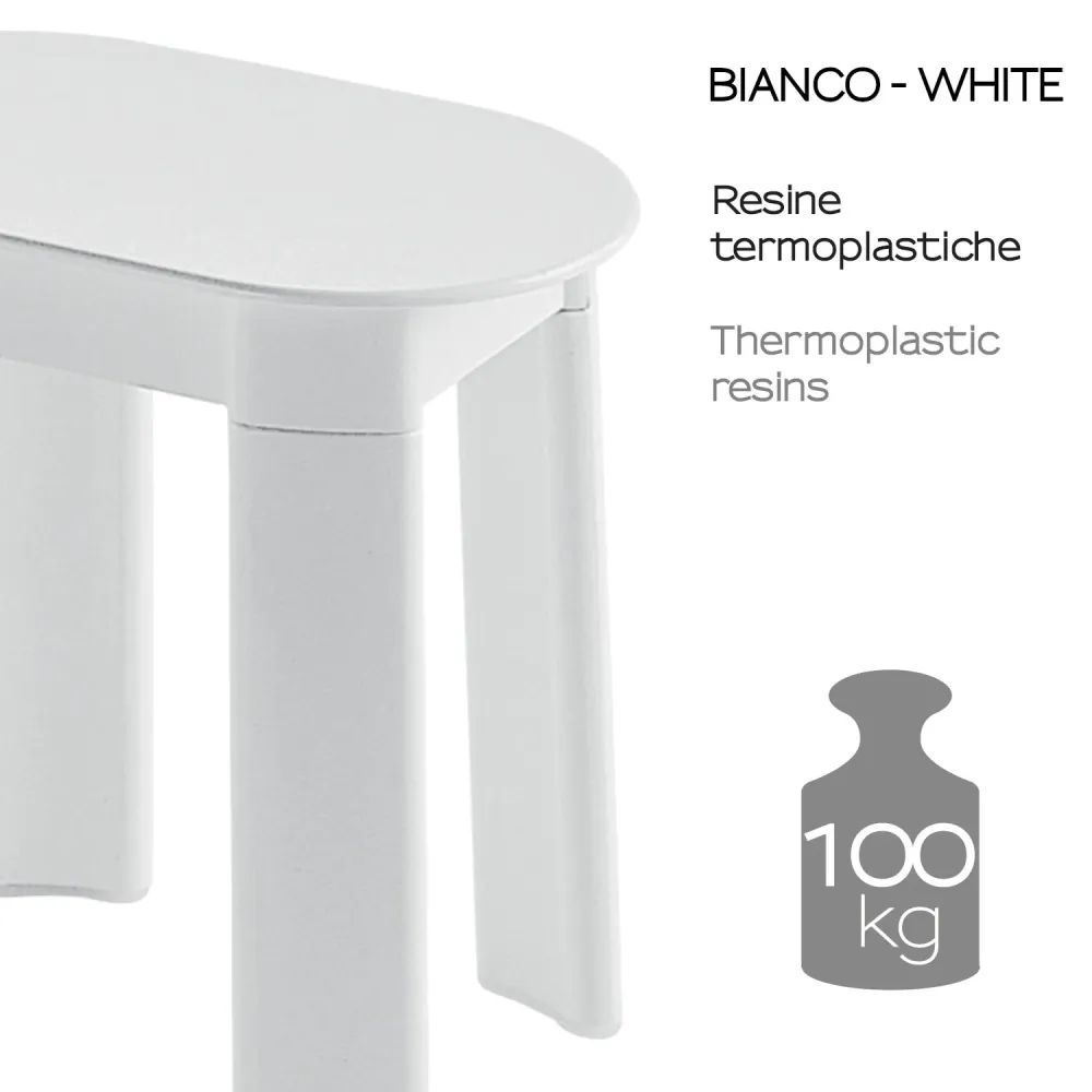 Sgabello Gedy collezione Tetra resine termoplastiche - Finitura Bianca