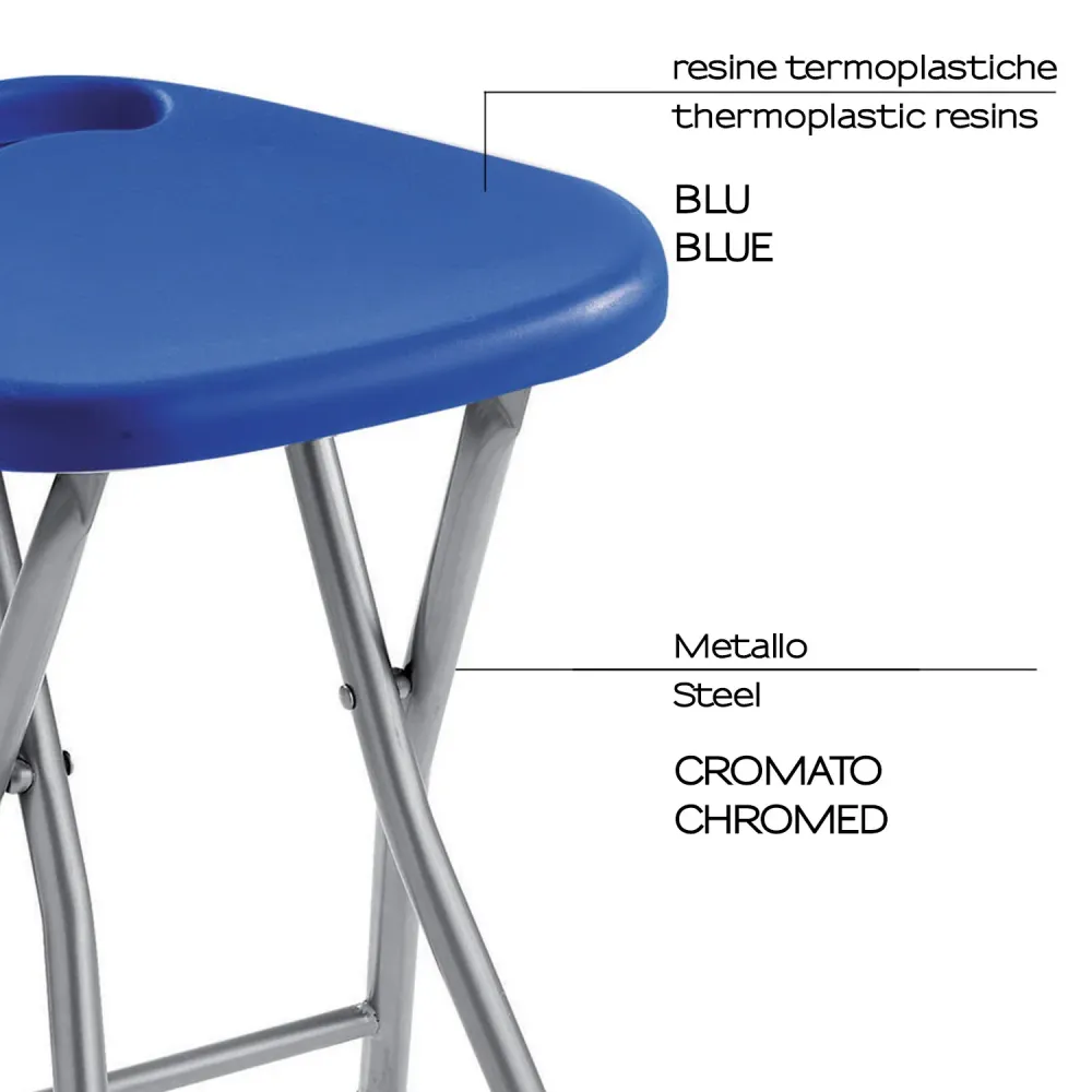 Sgabello Gedy richiudibile resine termoplastiche e metallo - Blu