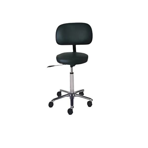 Sgabello girevole | Elevazione gas | Con schienale | Pistone metallo nero | Base acciaio cromato | Mobiclinic
