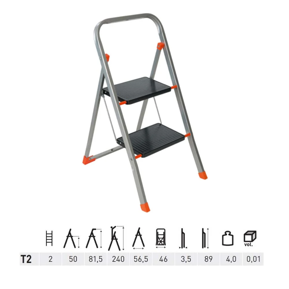 Sgabello 2 gradini acciaio h 81,5 cm tinto t2 Facal