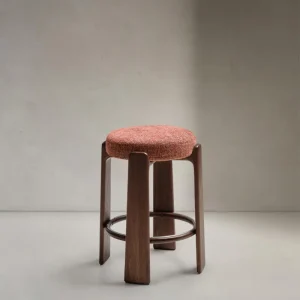 Sgabello granito realizzato ciniglia verde e legno massello di frassino con terracotta<tc>ott</tc>finitura acolor, FSC 100...