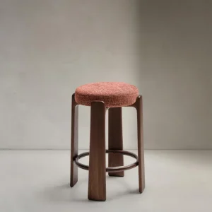 Sgabello granito realizzato ciniglia verde e legno massello di frassino con terracotta<tc>ott</tc>finitura acolor, FSC 100...