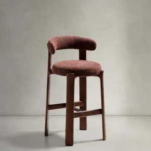 Sgabello granito realizzato <tc>braun</tc>ciniglia e legno massello di frassino con finitura noce