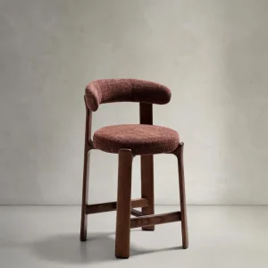 Sgabello granito realizzato <tc>braun</tc>ciniglia e legno massello di frassino con finitura noce
